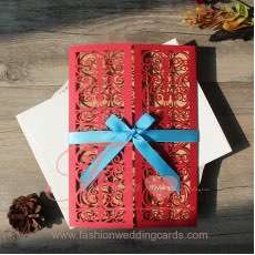 Elegant Red Laser Cut Out Wedding Invitations Design